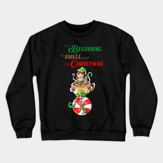 Christmas Coffee saying  or hot cocoa happy elf Crewneck Sweatshirt by SidneyTees